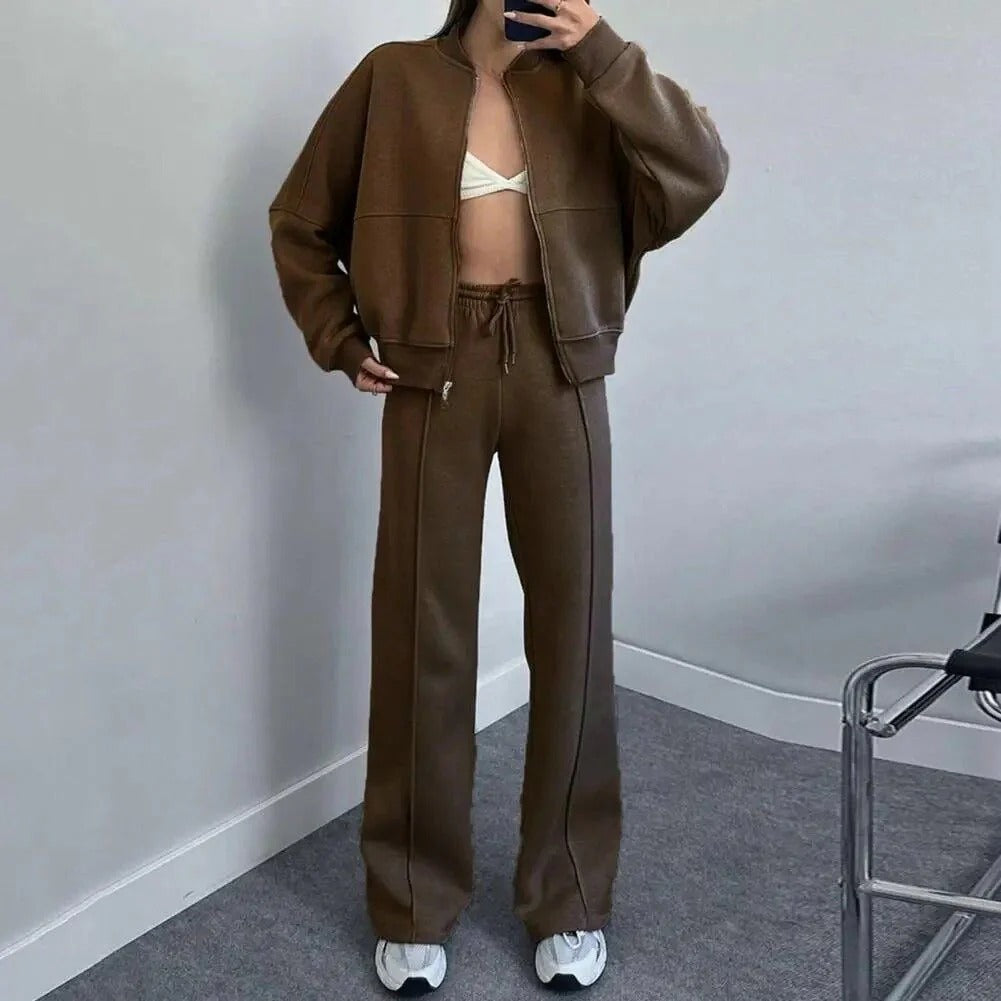 Luxe Komfort Zip Lounge Set für Frauen in Beige 6