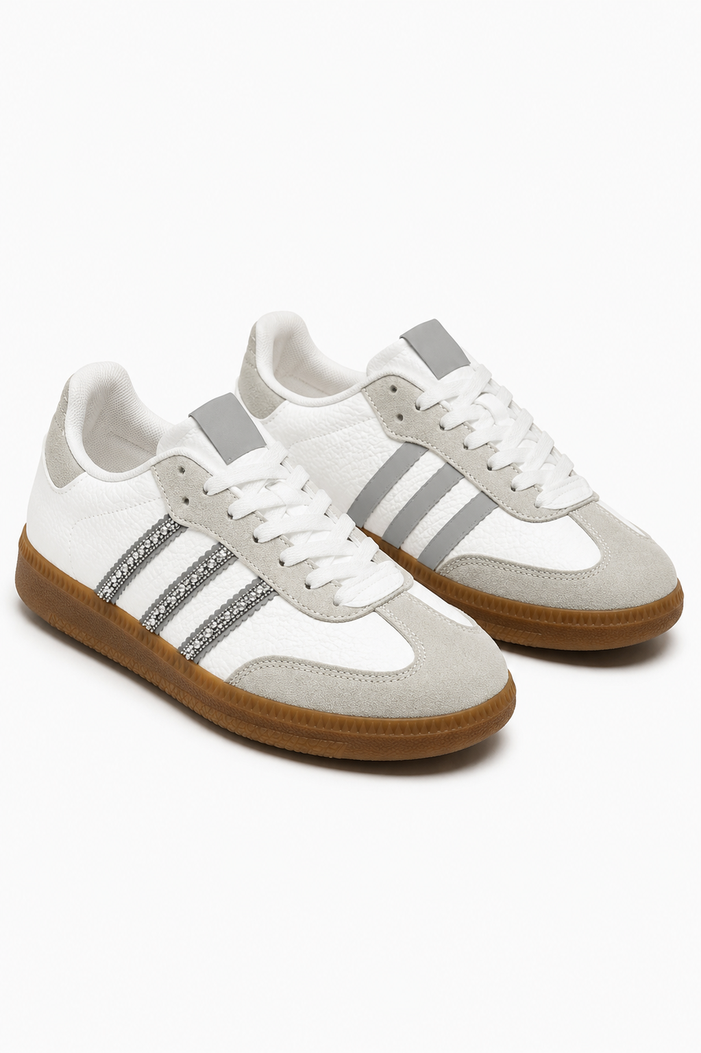 Retro Sneaker Weiß mit Kristallstreifen 3