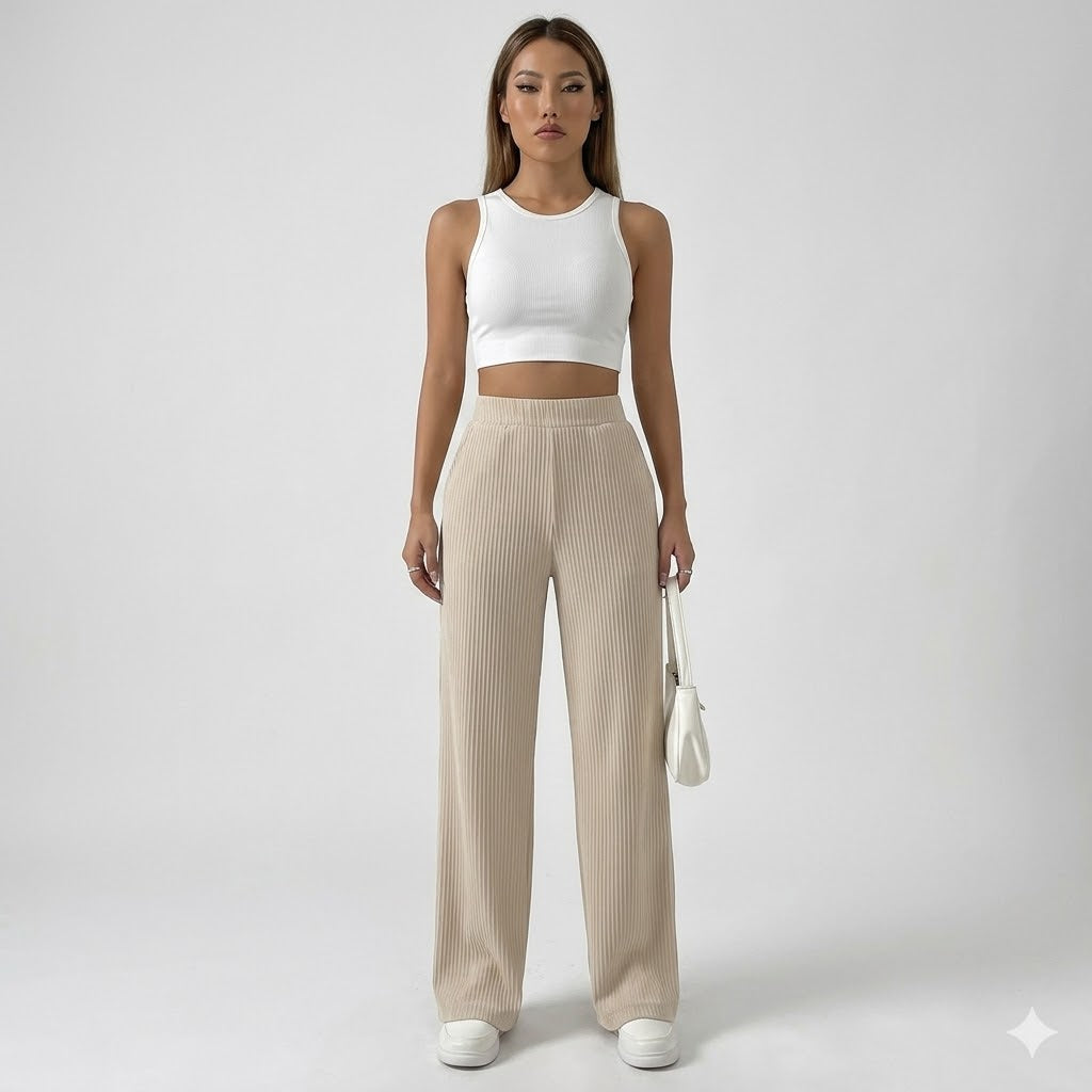 Elegante plissierte Hosen für Frauen in verschiedenen Farben.