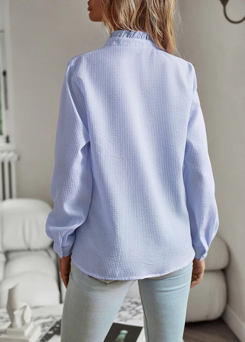 Weiche Rüschendetail Bluse mit Eleganter Texturierte Ausführung für Frauen 4