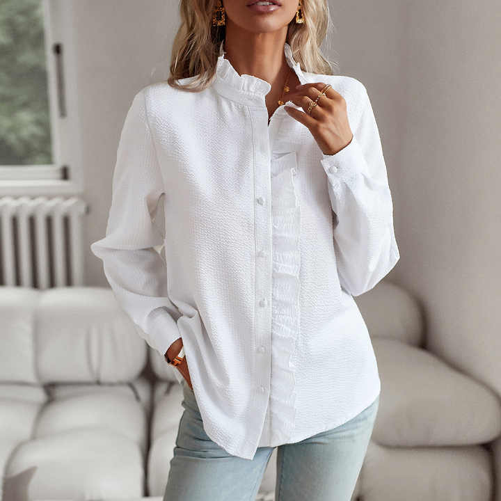 Weiche Rüschendetail Bluse mit Eleganter Texturierte Ausführung für Frauen 5