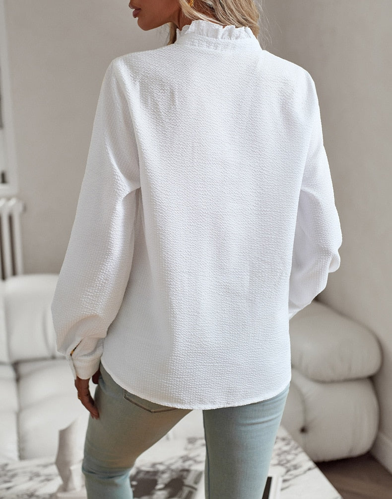 Weiche Rüschendetail Bluse mit Eleganter Texturierte Ausführung für Frauen 6