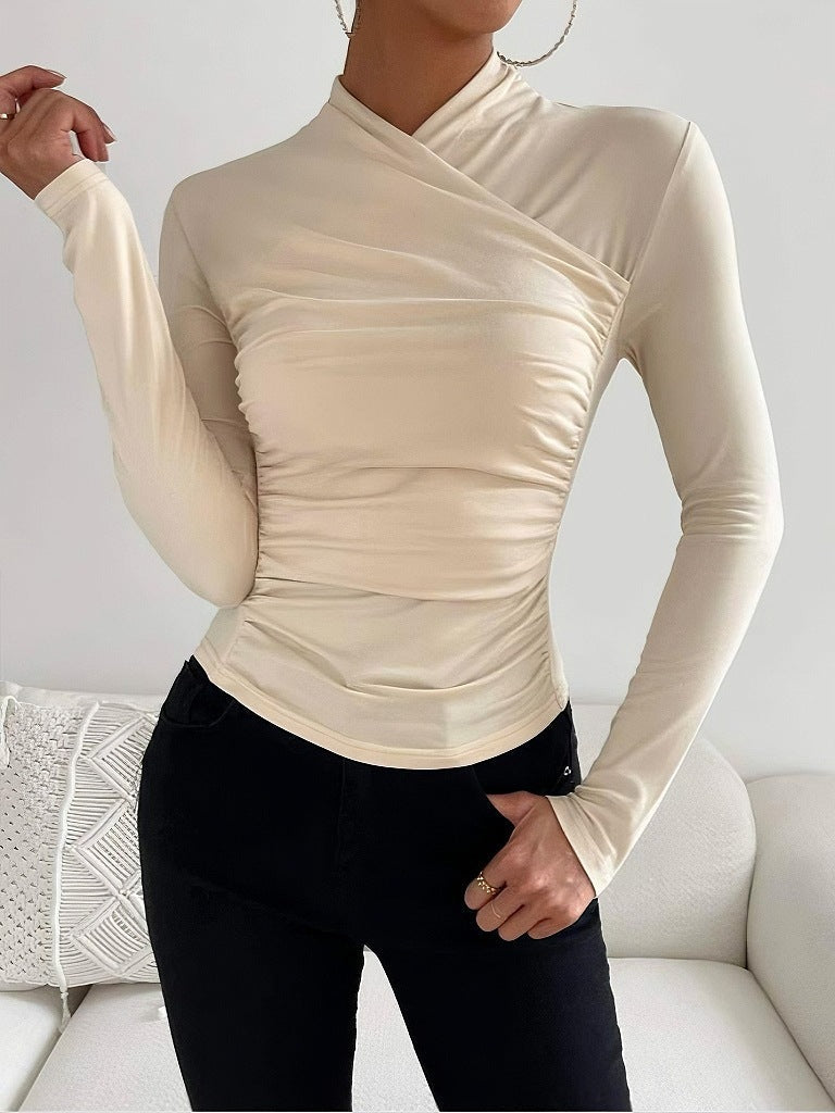 Elegantes Wickelausschnitt Top für Frauen mit langen Ärmeln. 2
