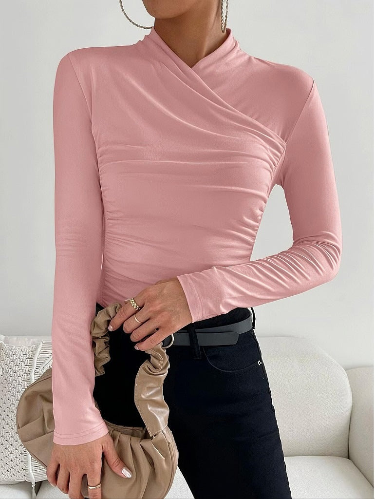 Elegantes Wickelausschnitt Top für Frauen mit langen Ärmeln. 4