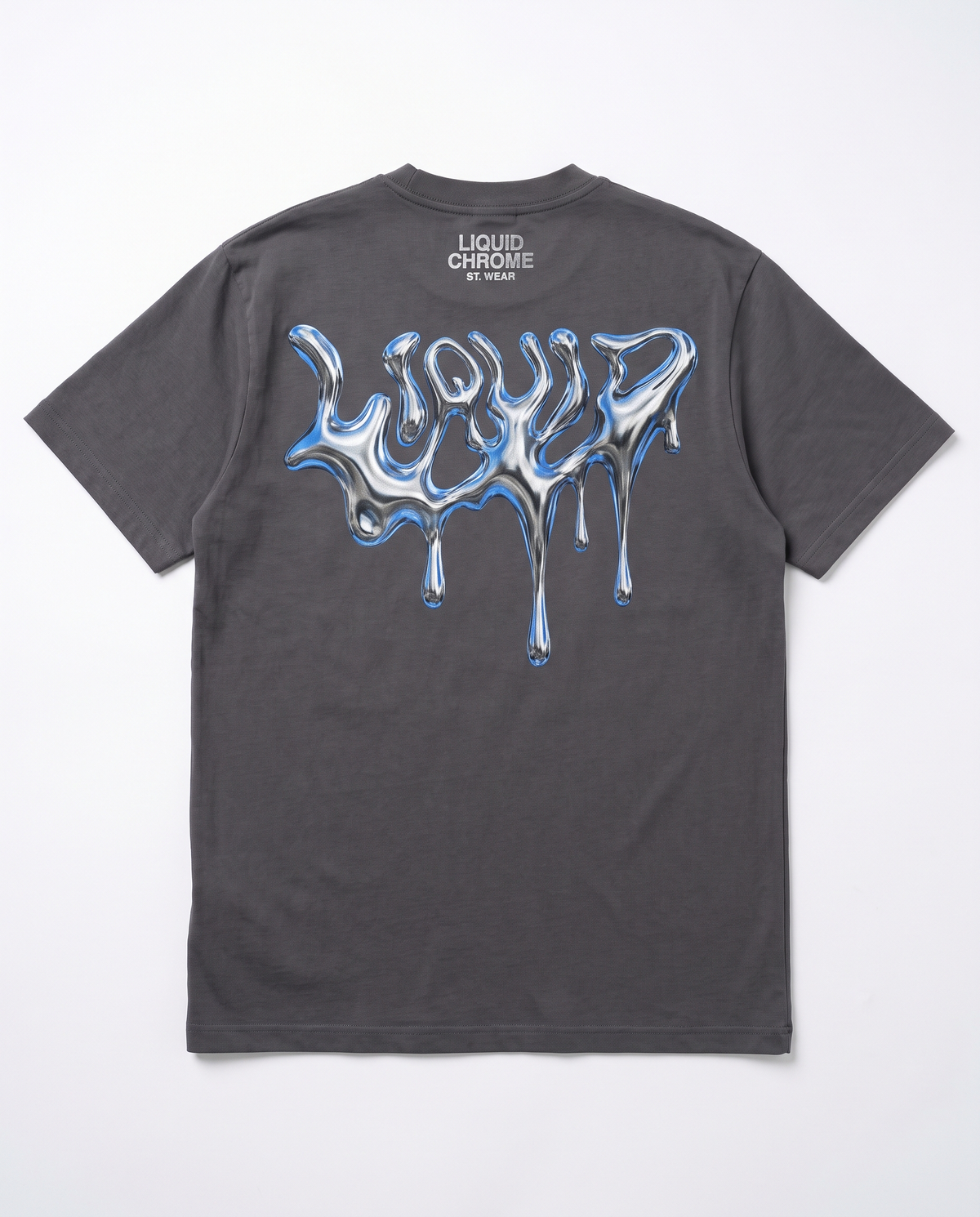 Chrom-Schädel T-Shirt, Vorderseite Grafikdruck-Detail – Pursesnet