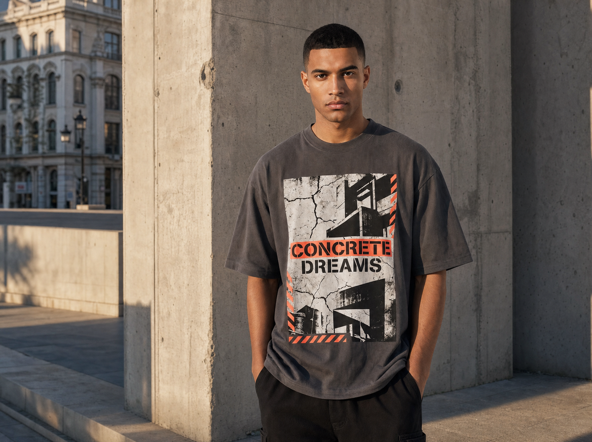 Betonträume Oversized Streetwear T-Shirt – Lifestyle-Aufnahme