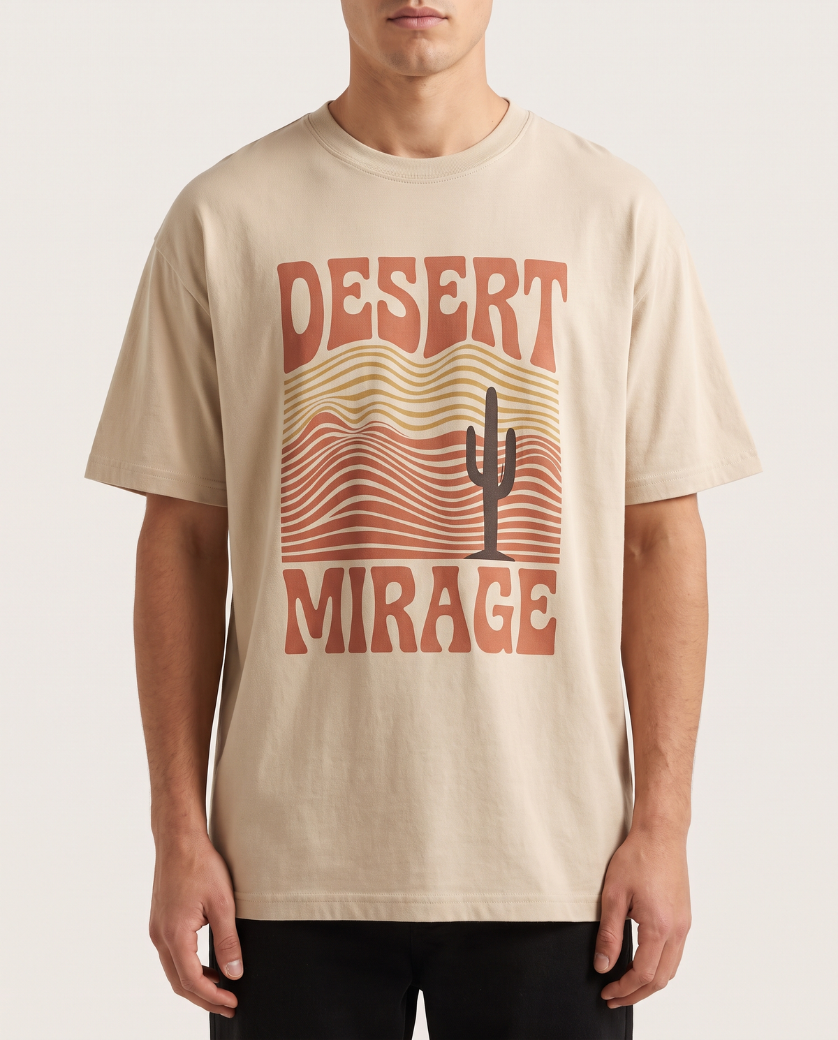 Wüsten-Fata-Morgana Oversized Streetwear T-Shirt, Vorderansicht – Pursesnet