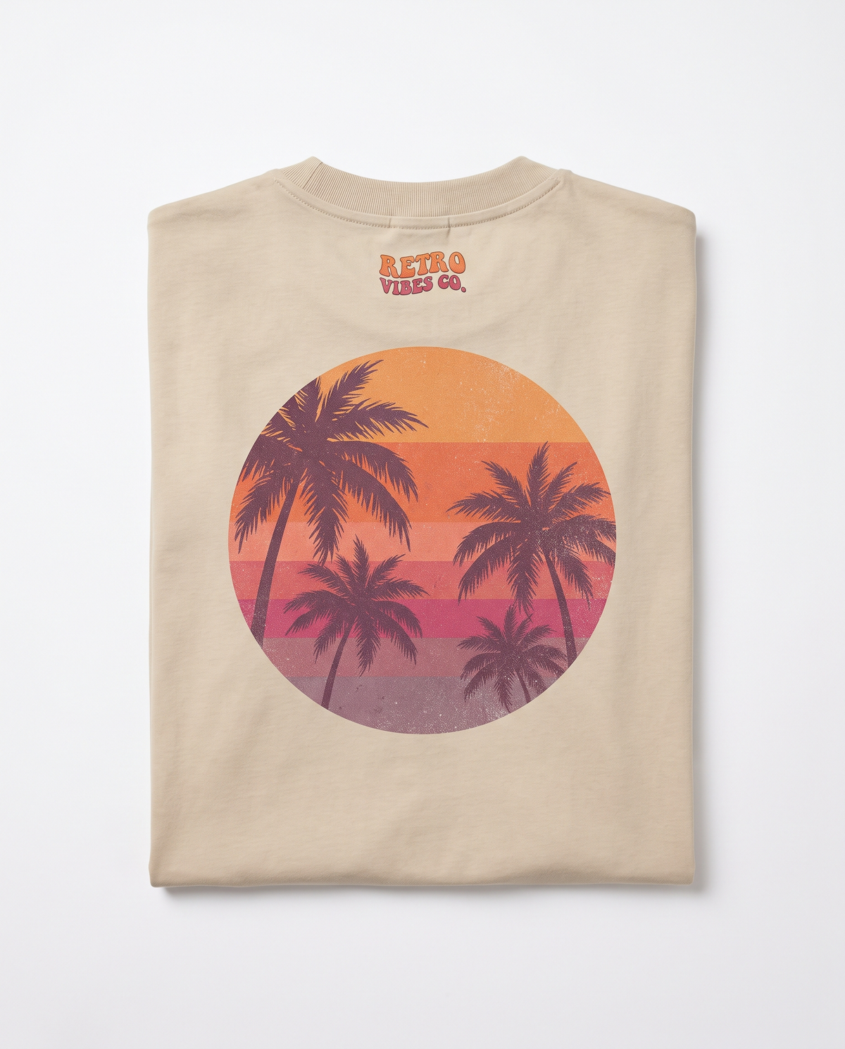 Verblasster Sonnenuntergang T-Shirt, Rückseitendetail Grafikdruck – Pursesnet