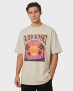 Verblasster Sonnenuntergang Oversized Streetwear T-Shirt, Vorderansicht – Pursesnet