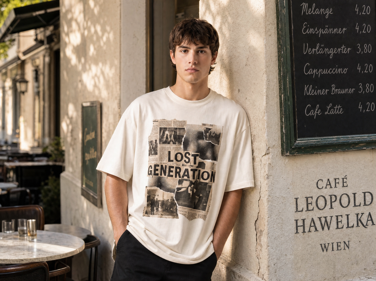 Verlorene Generation Oversized Streetwear T-Shirt – Lifestyle-Aufnahme