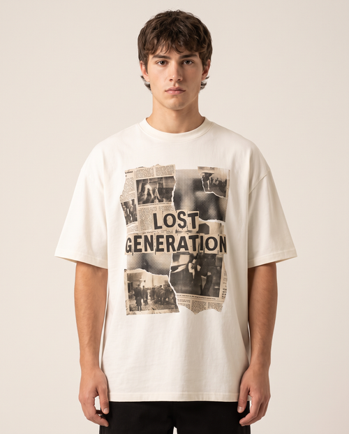 Verlorene Generation Oversized Streetwear T-Shirt, Vorderansicht – Pursesnet